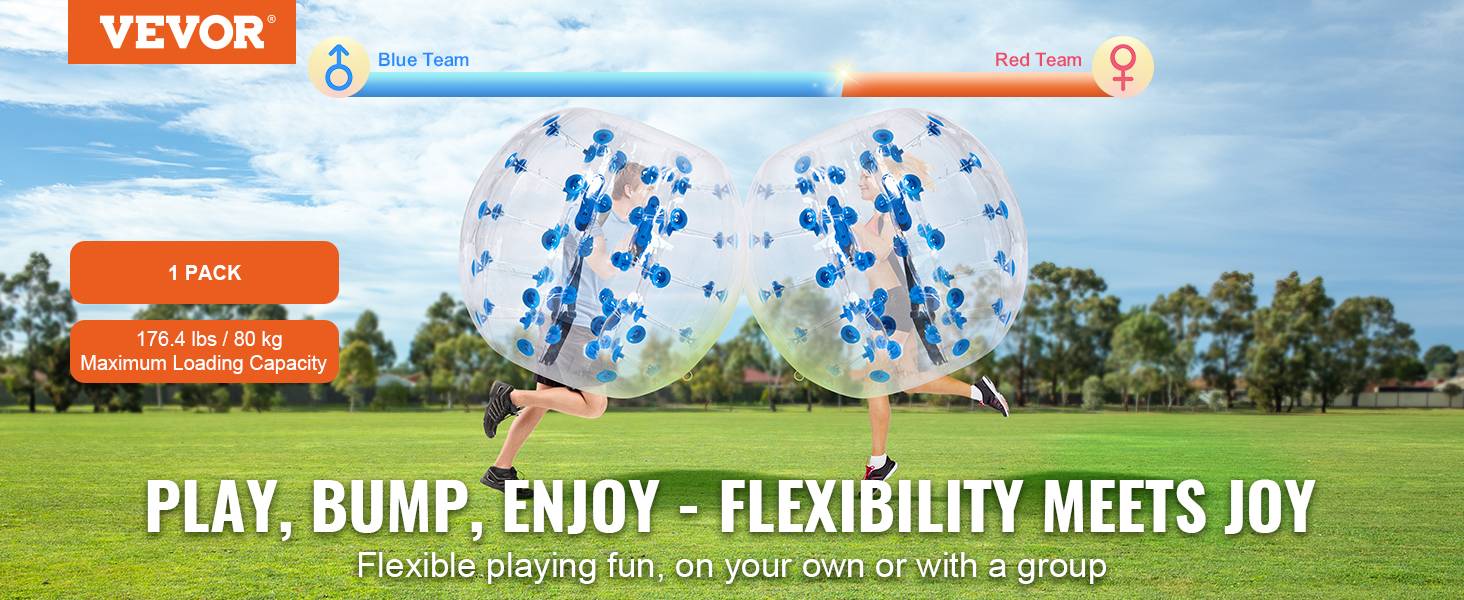 VEVOR Bulle gonflable 1.2m pois bleu, PVC 0.8mm, pour jeux en plein air, adolescents/adultes. - Image 9