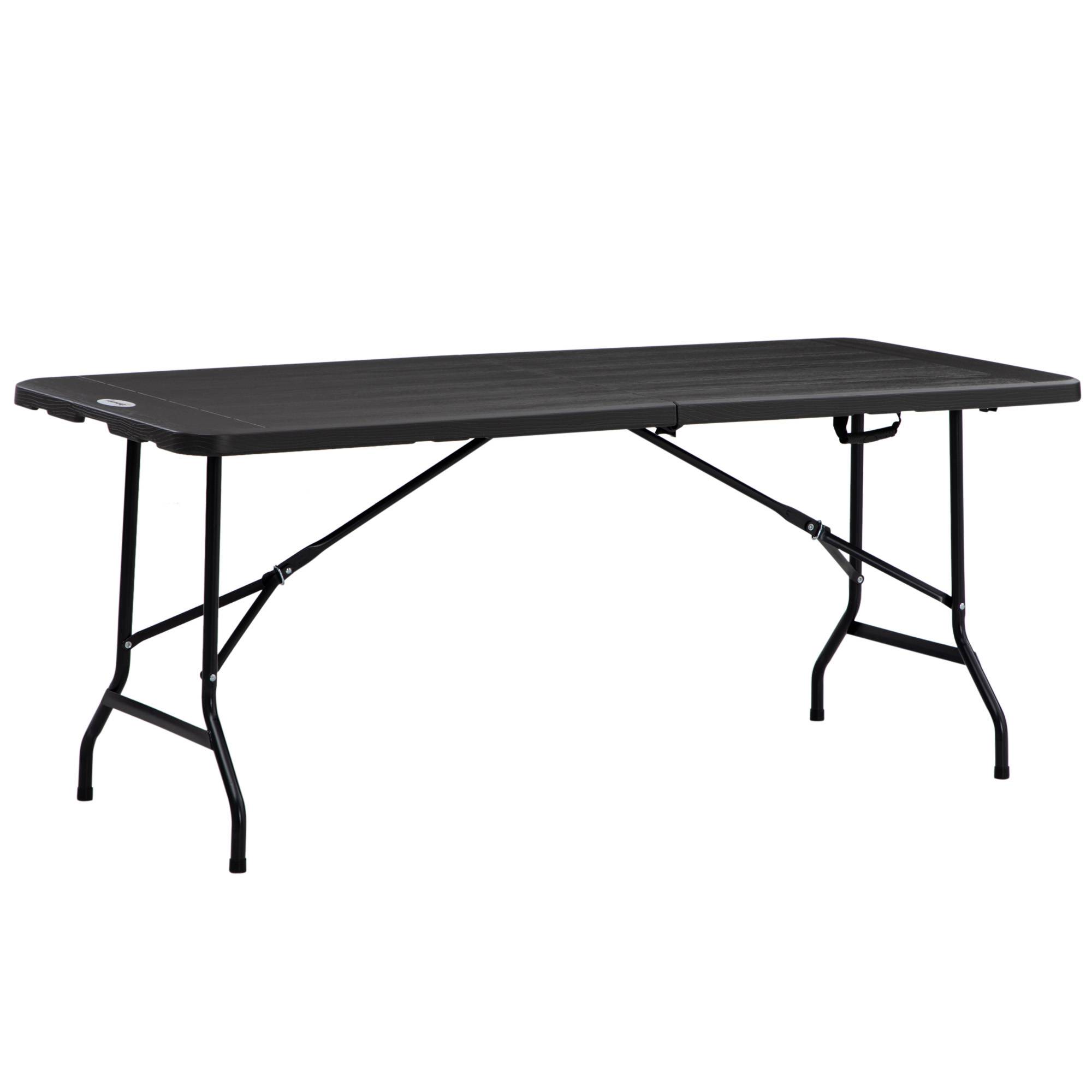 Table de jardin pliante rectangulaire portable pour 6 personnes, acier et PEHD, 180 x 75,5 x 73 cm, gris foncé - Image 1
