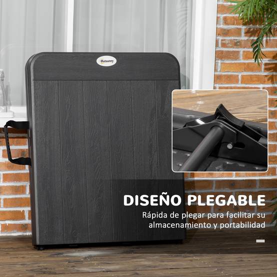 Table de jardin pliante rectangulaire portable pour 6 personnes, acier et PEHD, 180 x 75,5 x 73 cm, gris foncé - Image 8