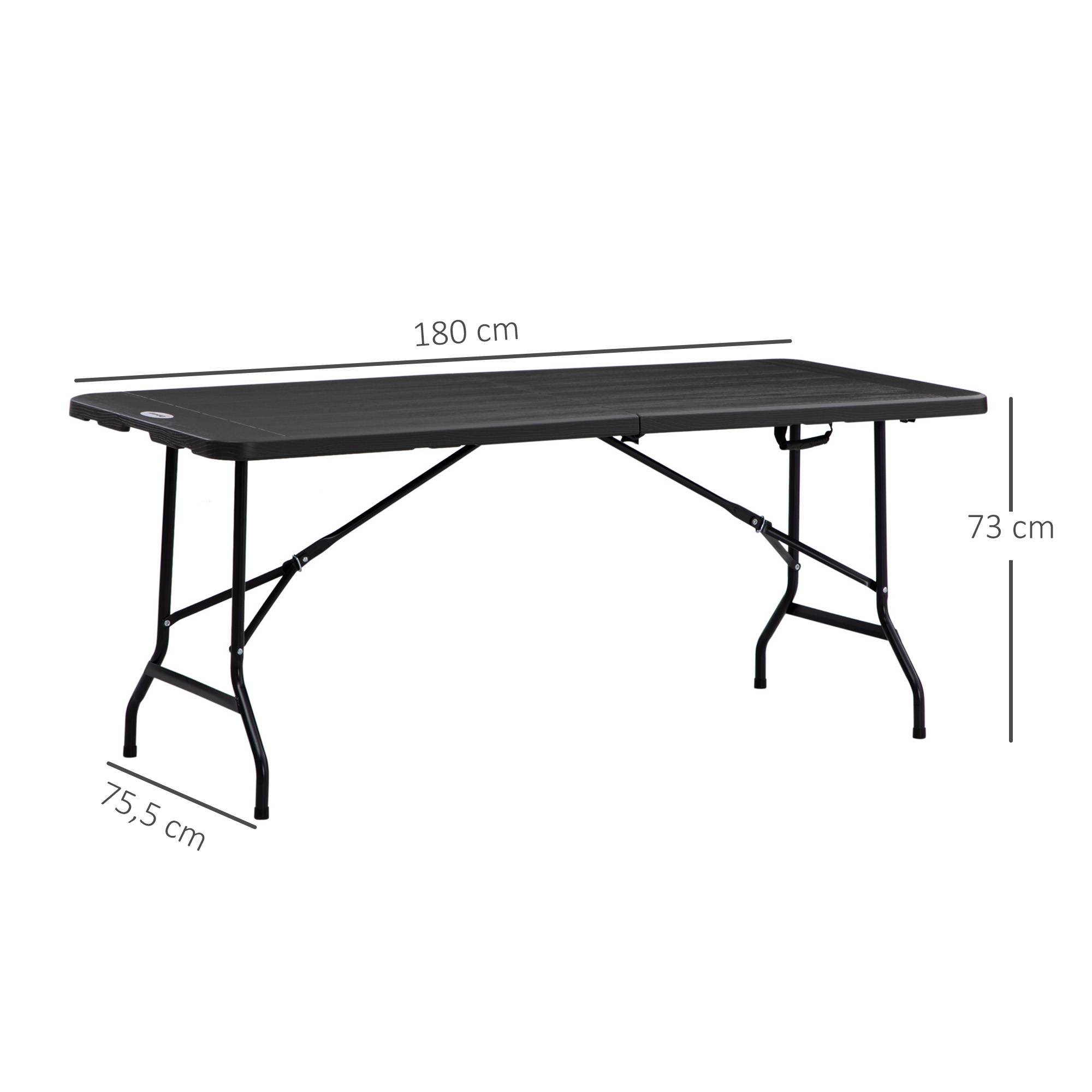 Table de jardin pliante rectangulaire portable pour 6 personnes, acier et PEHD, 180 x 75,5 x 73 cm, gris foncé - Image 5