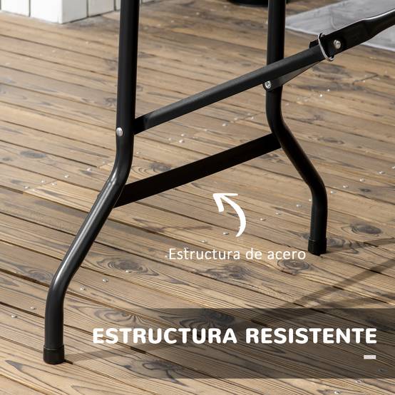 Table de jardin pliante rectangulaire portable pour 6 personnes, acier et PEHD, 180 x 75,5 x 73 cm, gris foncé - Image 9