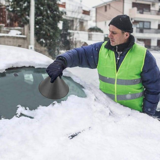 Pelle à glace magique pour pare-brise de voiture – Pelle à glace ronde avec entonnoir, outil de déneigement professionnel, noir-Lytech - Image 1
