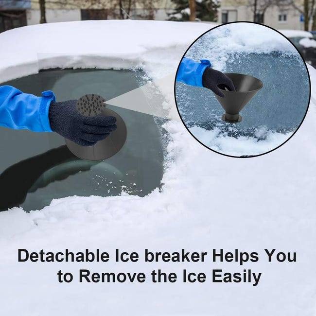 Pelle à glace magique pour pare-brise de voiture – Pelle à glace ronde avec entonnoir, outil de déneigement professionnel, noir-Lytech - Image 3