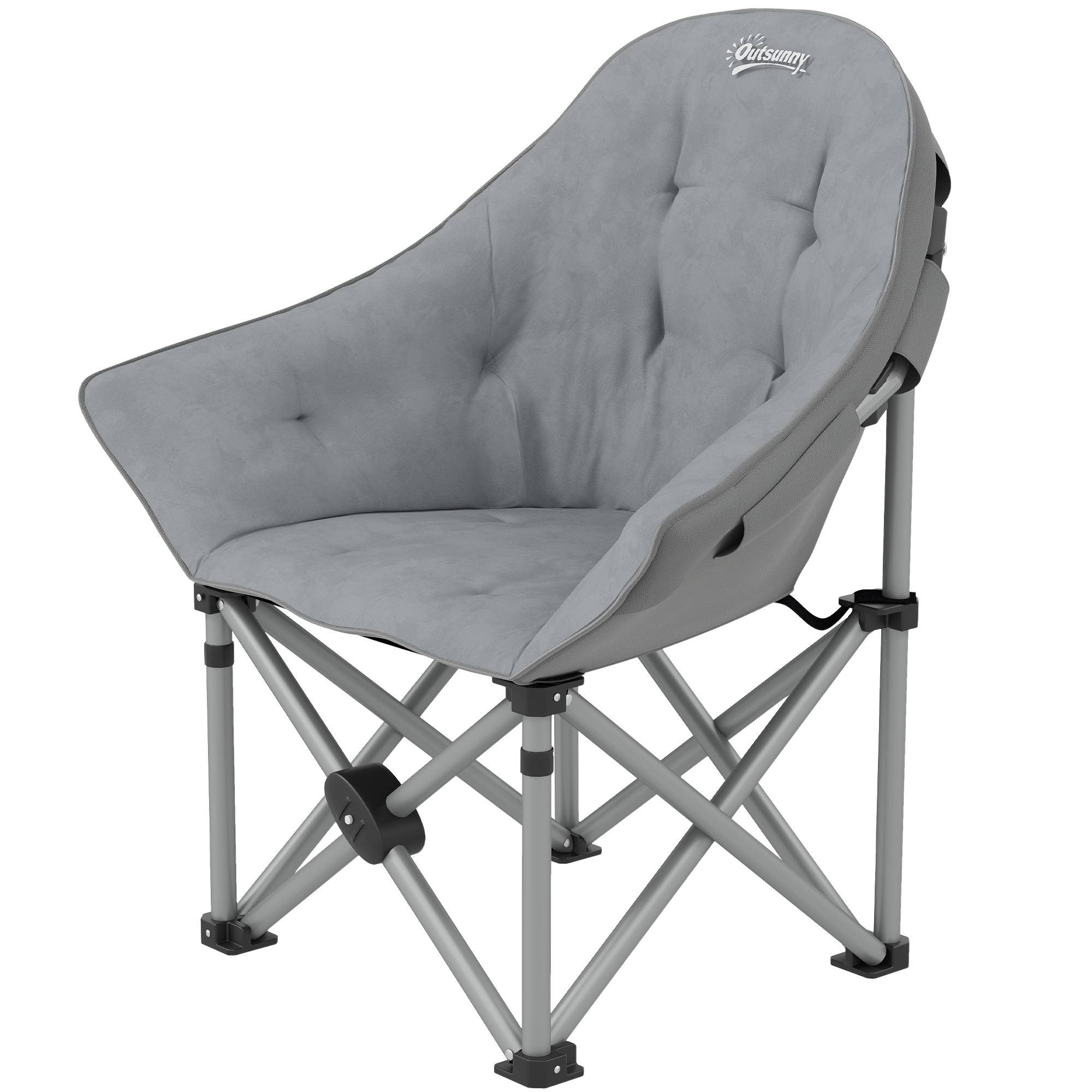 Chaise de camping pliante métal gris foncé 90 x 63 x 100 cm - PANGIVO - Image 2