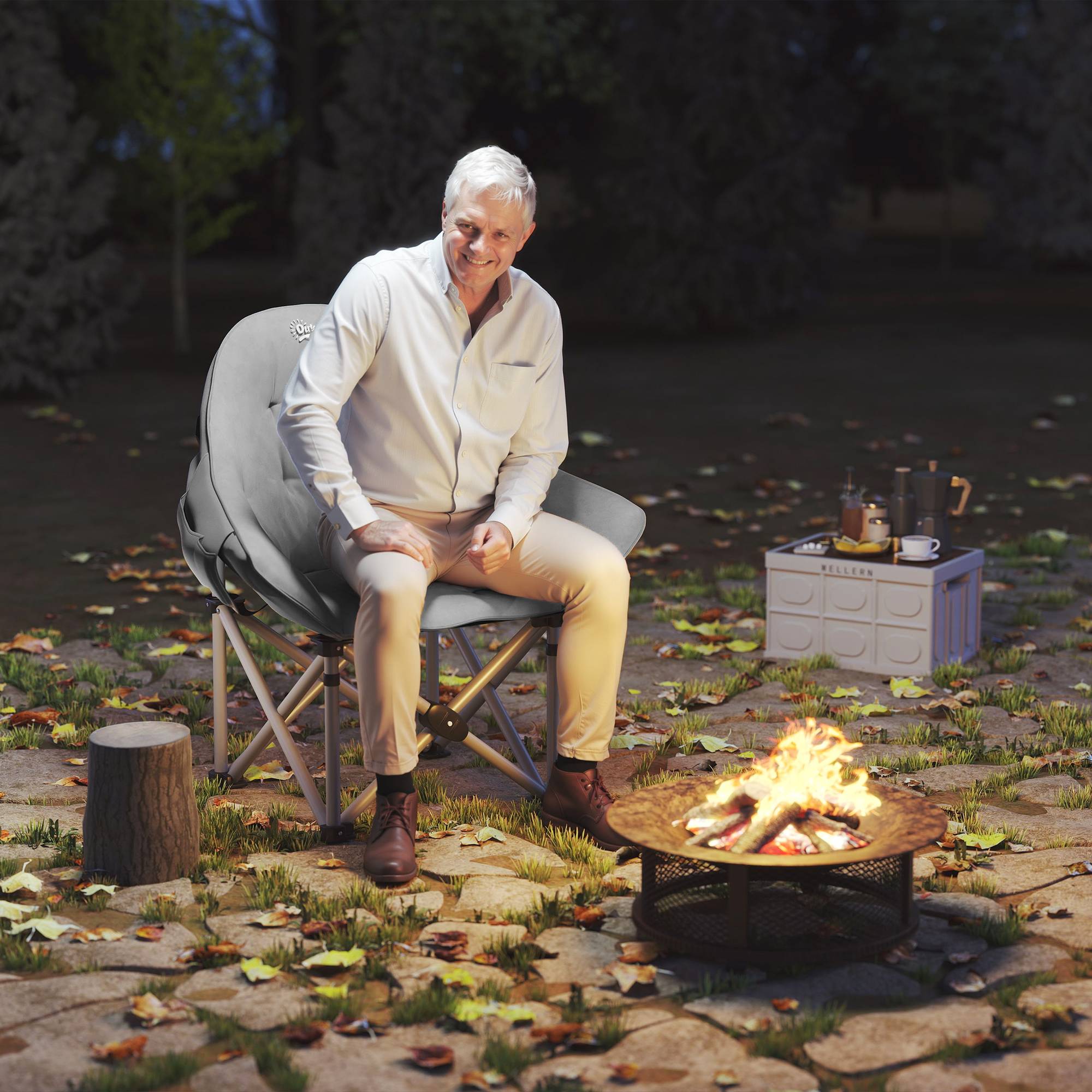 Chaise de camping pliante métal gris foncé 90 x 63 x 100 cm - PANGIVO - Image 3