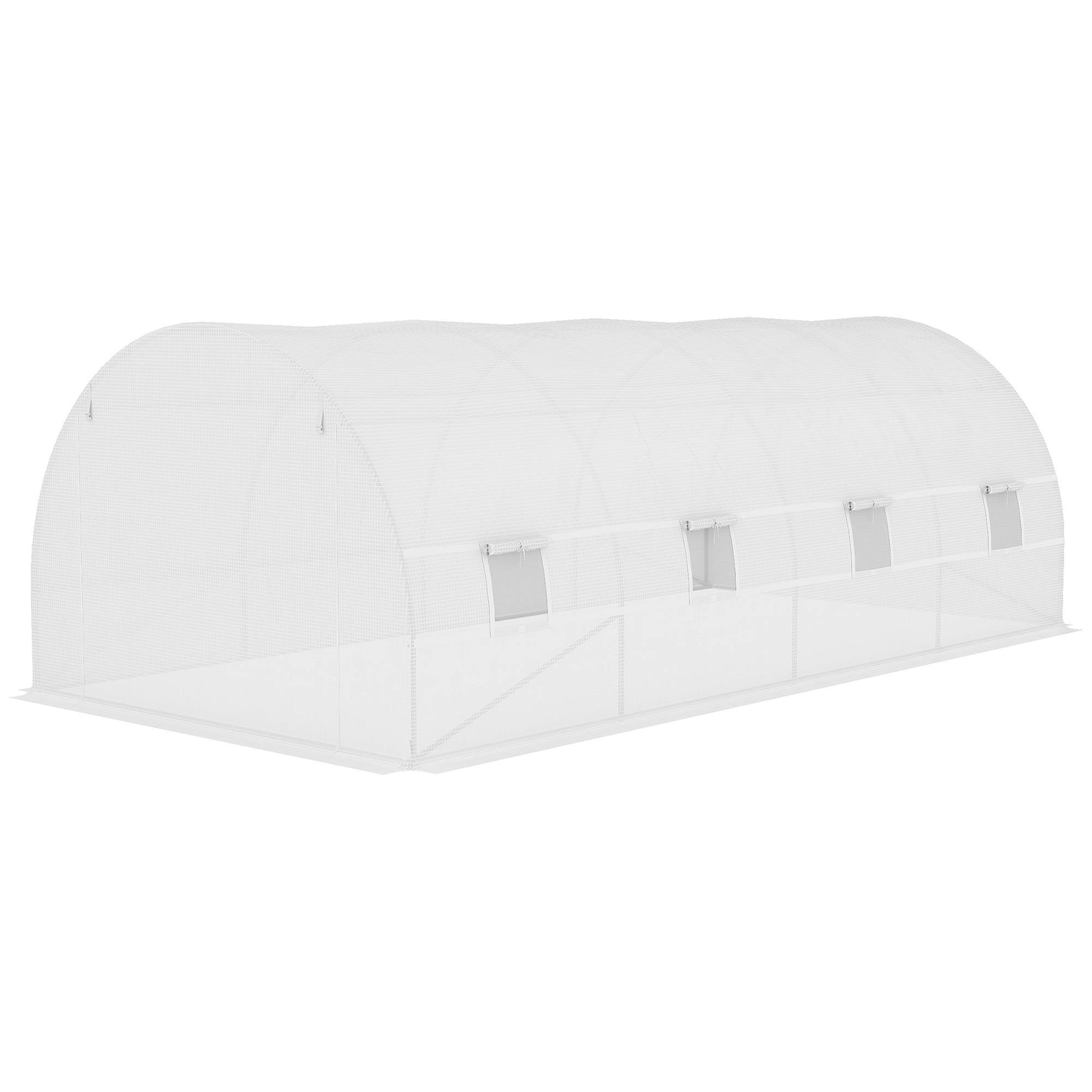 Sans Marque - Bâche rechange serre tunnel 18 m² 6x3x2 m PE imperméable UV 12 fenêtres porte zippée serre verte - Image 9