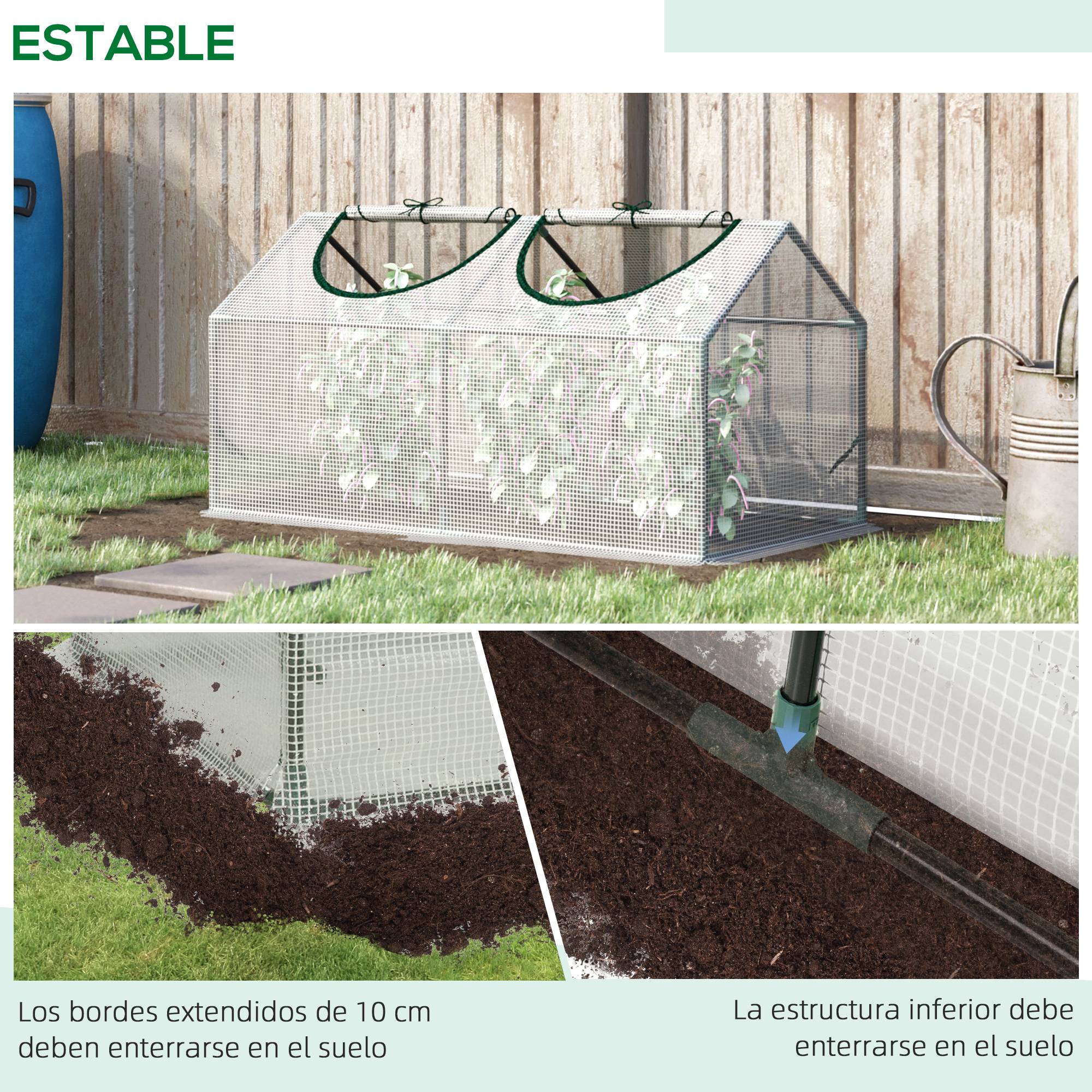Mini Serre de Jardin 120 x 60 x 60 cm avec 2 Fenêtres Enroulables, Structure Acier, Bâche PE 140 g/m² Anti-UV Imperméable, Plantes et Légumes - Image 7