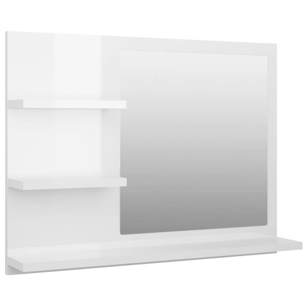 Miroir de salle de bain 60 x 10,5 x 45 cm aggloméré blanc brillant - Image 1