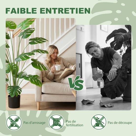 Plante artificielle arbre artificiel monstera deliciosa avec pot inclus hauteur 150 cm intérieure - Image 7