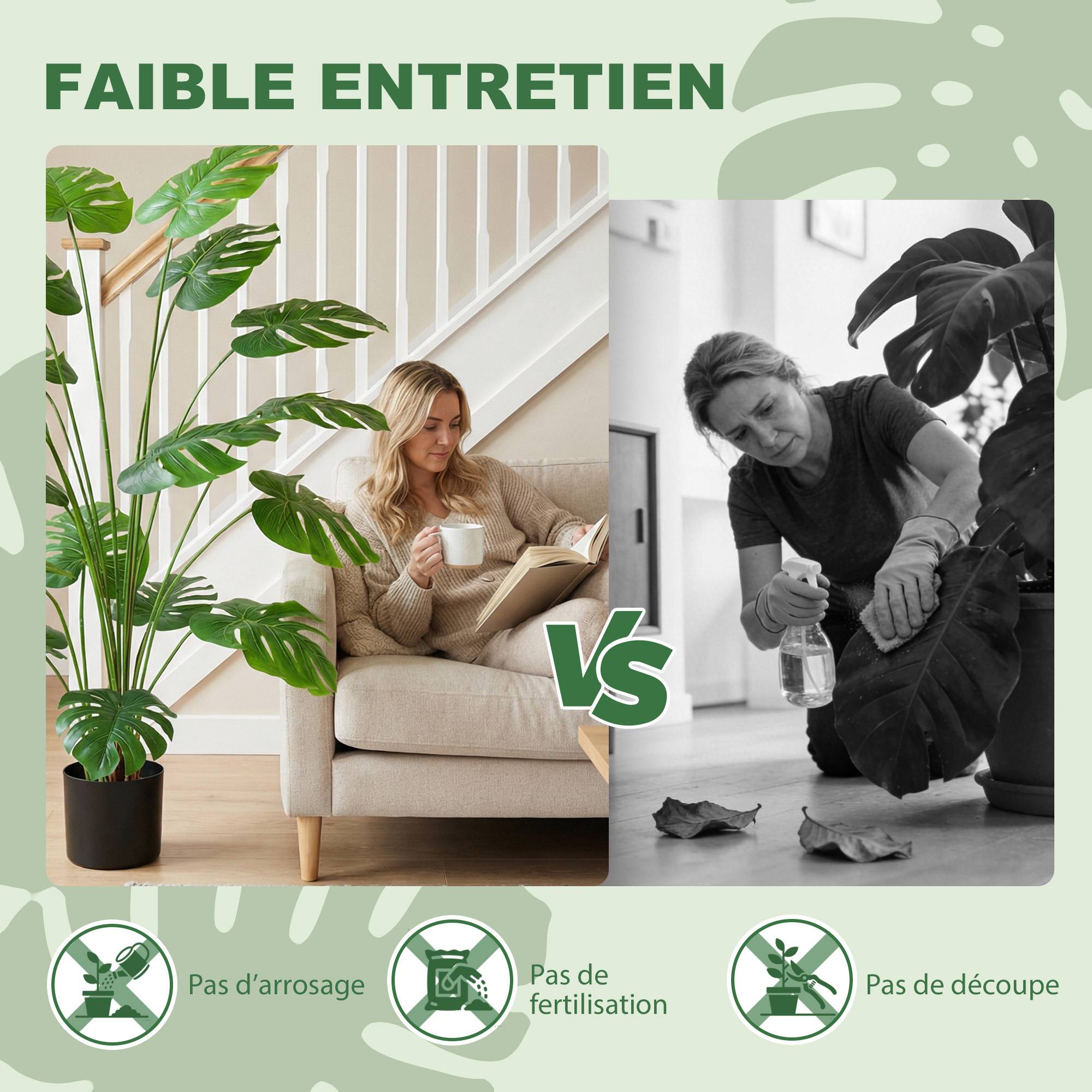 Plante artificielle arbre artificiel monstera deliciosa avec pot inclus hauteur 150 cm intérieure - Image 7