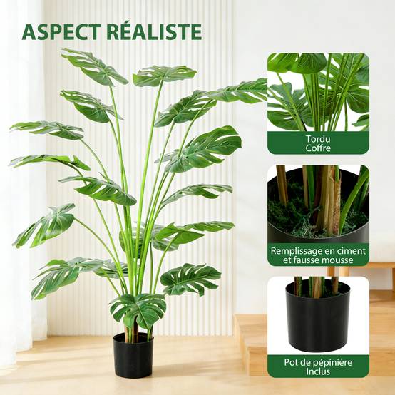 Plante artificielle arbre artificiel monstera deliciosa avec pot inclus hauteur 150 cm intérieure - Image 6