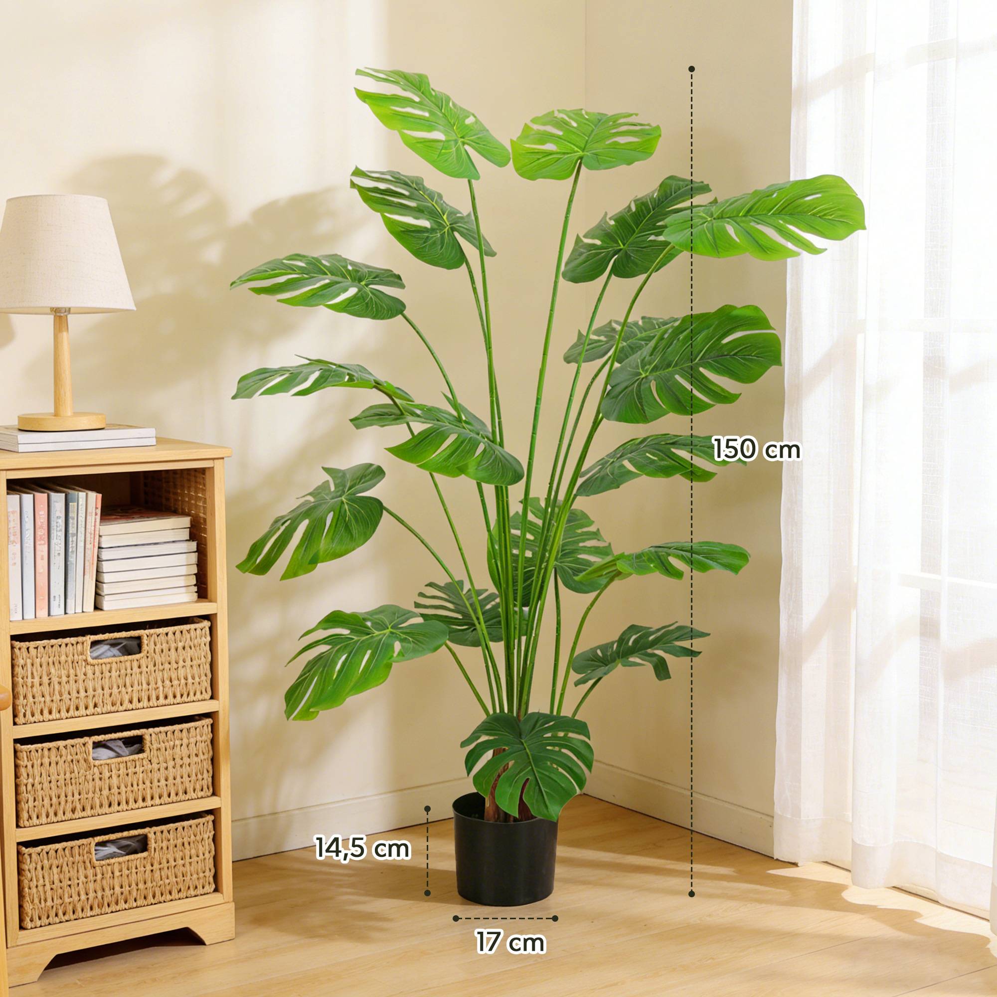 Plante artificielle arbre artificiel monstera deliciosa avec pot inclus hauteur 150 cm intérieure - Image 5