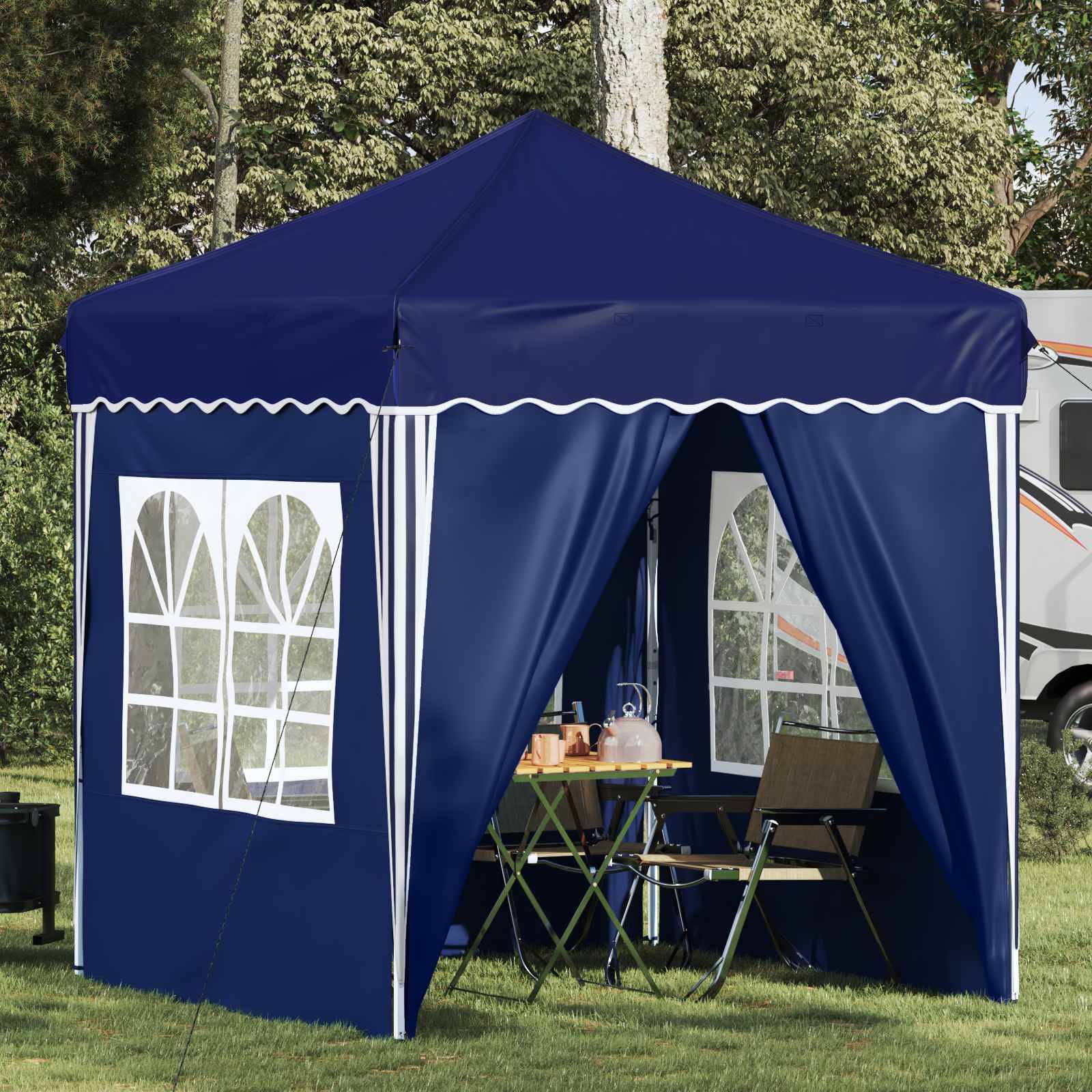 ComfortXL - Tente de réception pliable acier jardin 4 parois protection UV 195x195 Bleu - ComfortXL Outdoor Living - Image 1