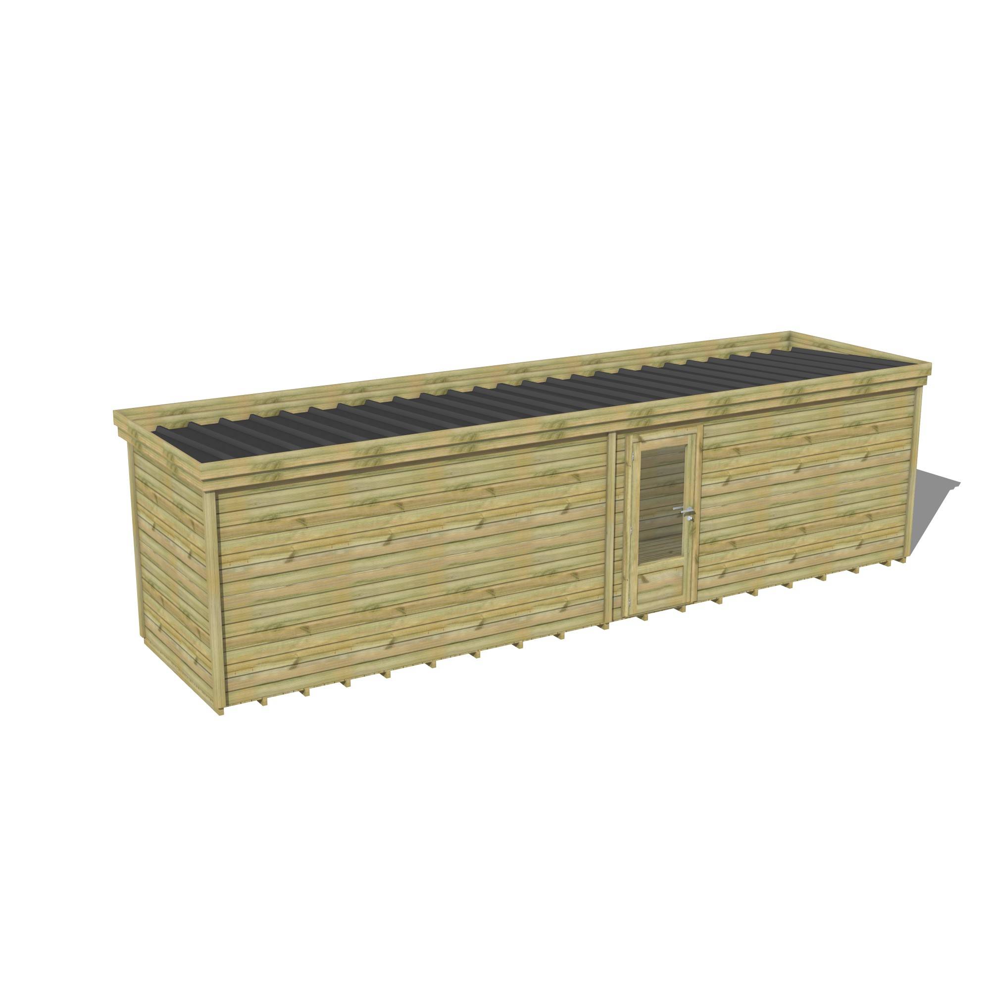 Abri Français - ABRI DE JARDIN bois Pin traité autoclave 27mm - 8,595x2,14m / 18m2 - Bac acier - Plancher bois - Image 1