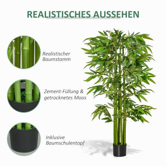 ComfortXL - Bambou artificiel en pot plastique décoration intérieur ambiance zen naturel 160cm vert - ComfortXL Outdoor Living - Image 7