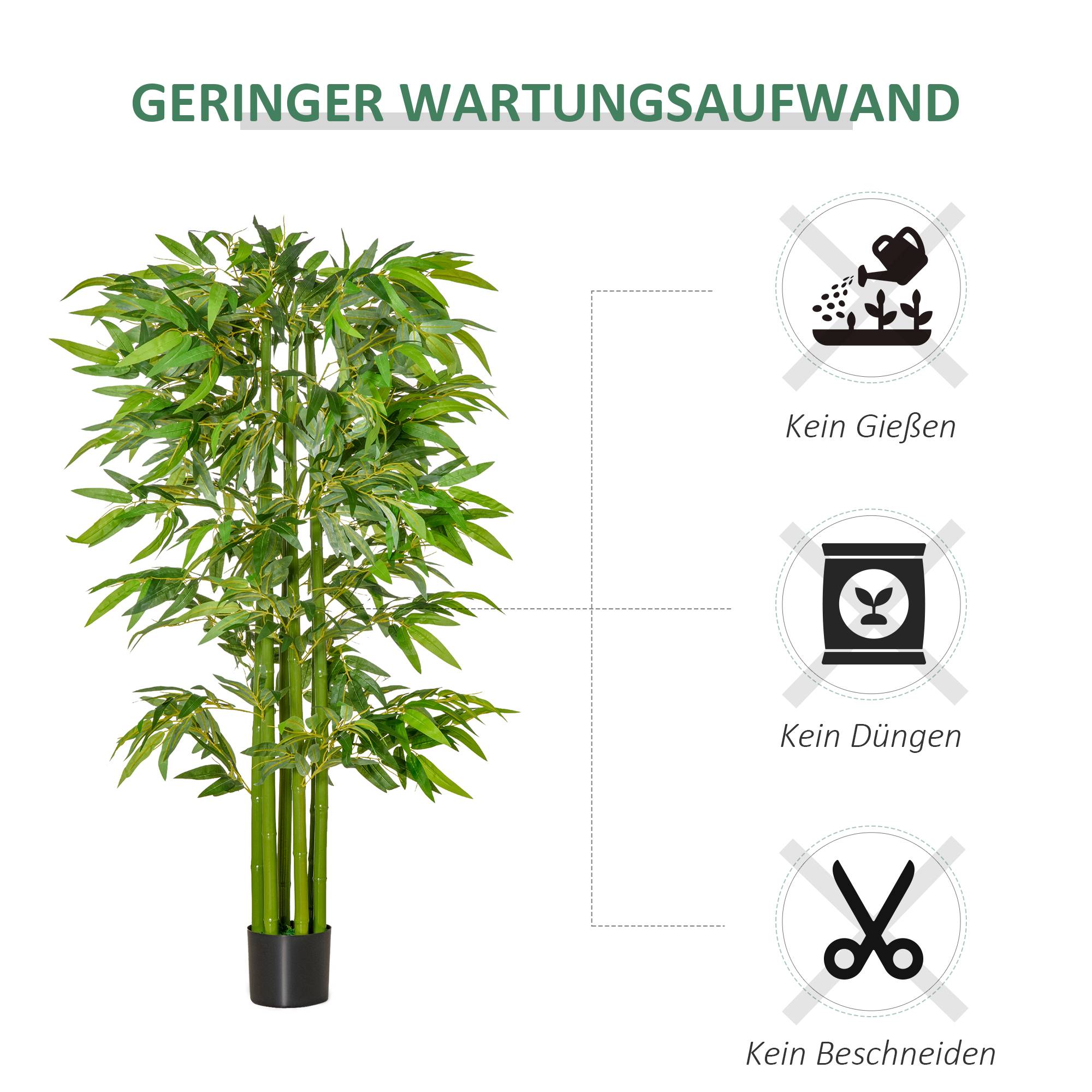 ComfortXL - Bambou artificiel en pot plastique décoration intérieur ambiance zen naturel 160cm vert - ComfortXL Outdoor Living - Image 8