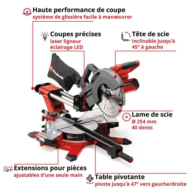 Einhell - Scie à onglet radiale sans fil TE-SM 36/254 L Li-Solo - Image 2