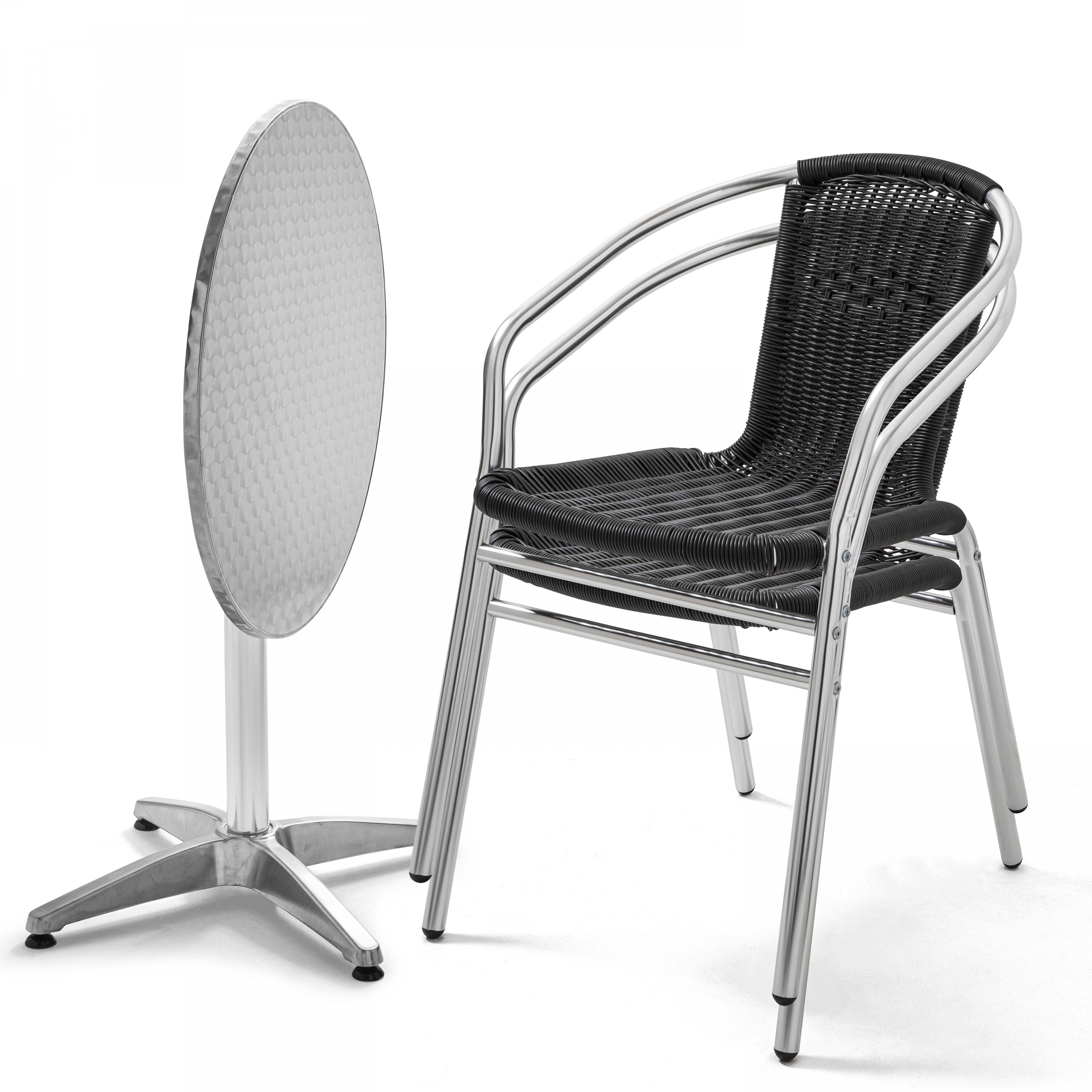 Oviala - Table et 2 fauteuils de jardin en aluminium noir Brixton - Oviala - Image 1