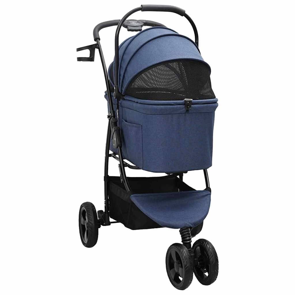 Poussette pour animaux polyester bleu 78 x 54 x 101 cm - PANGIVO - Image 3