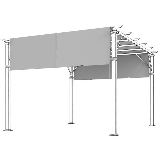 Lot toiles de rechange polyester pour pergola rétractable 488x122cm gris clair - ComfortXL Outdoor Living - Image 1