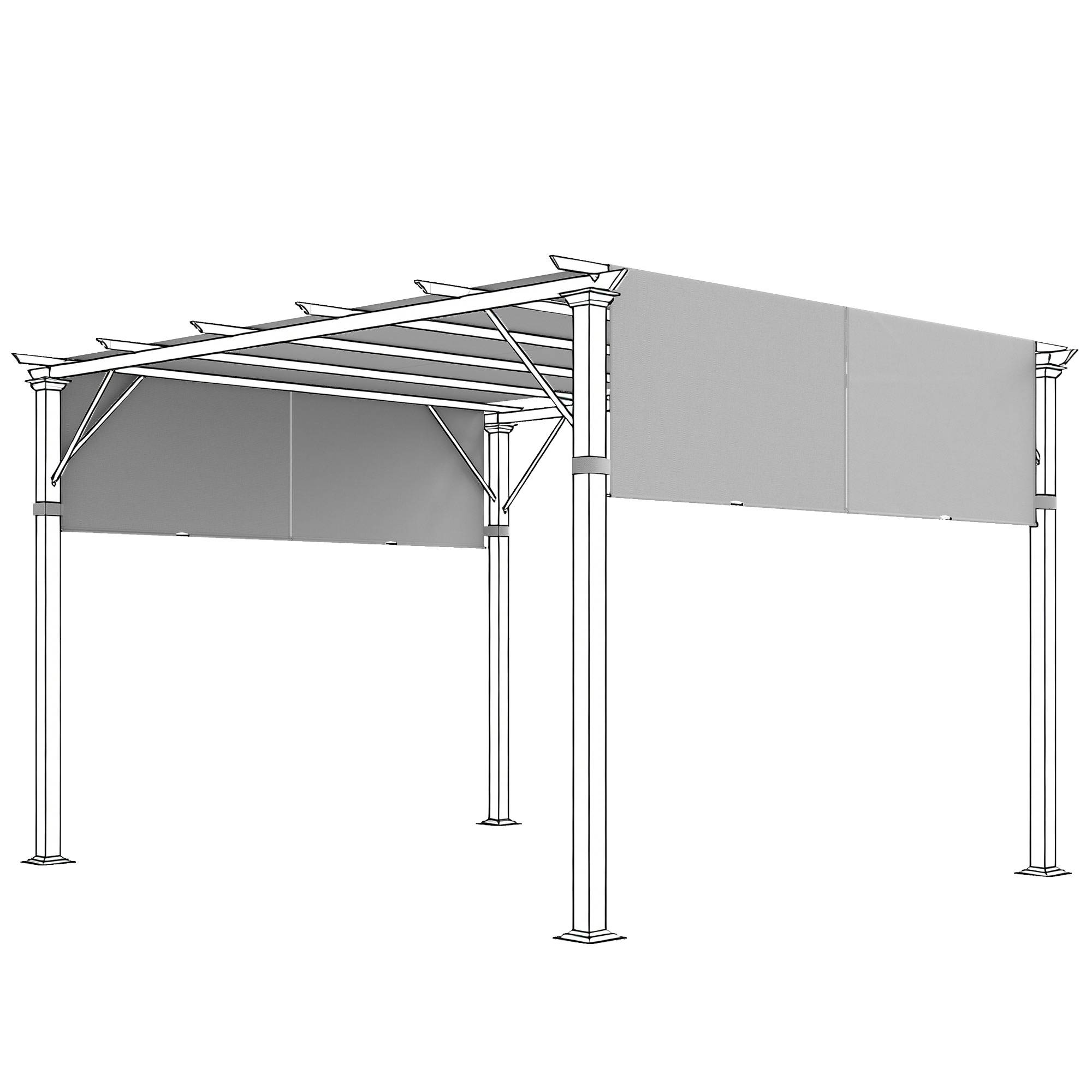 Lot toiles de rechange polyester pour pergola rétractable 488x122cm gris clair - ComfortXL Outdoor Living - Image 2