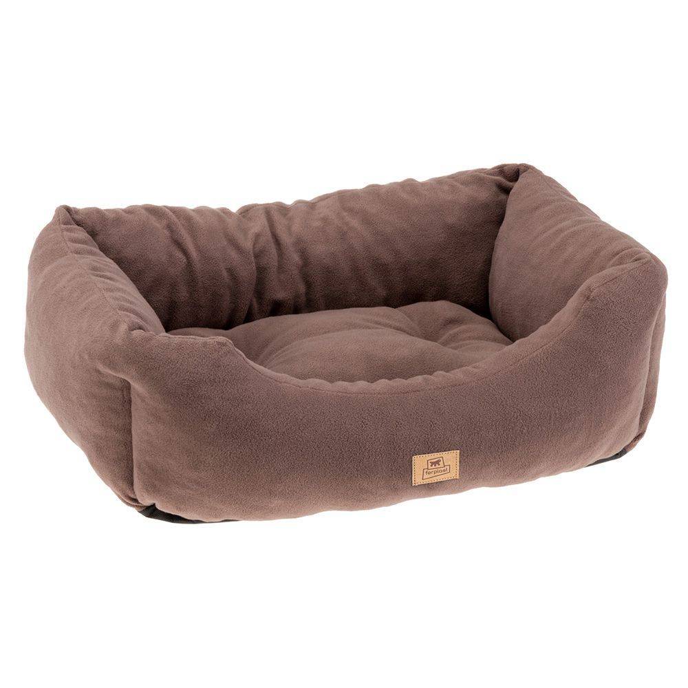 Ferplast - Canapé Lit pour Chiens et Chats COCCOLO MICROFLEECE 80 Soft Micropolaire Lavable Taupe - Image 1