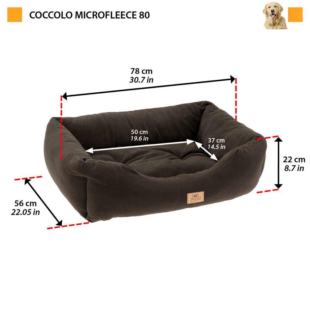 Ferplast - Canapé Lit pour Chiens et Chats COCCOLO MICROFLEECE 80 Soft Micropolaire Lavable Taupe - Image 2