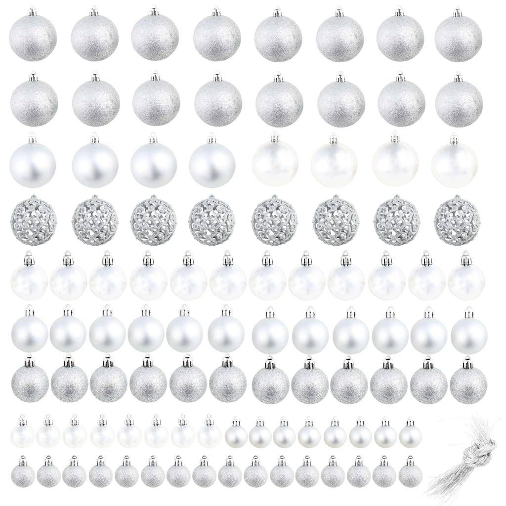 Ensemble de boules de Noël - Ornements de Noël - décorations de Noël 100 pcs 3/4/6 cm Argenté - Image 1