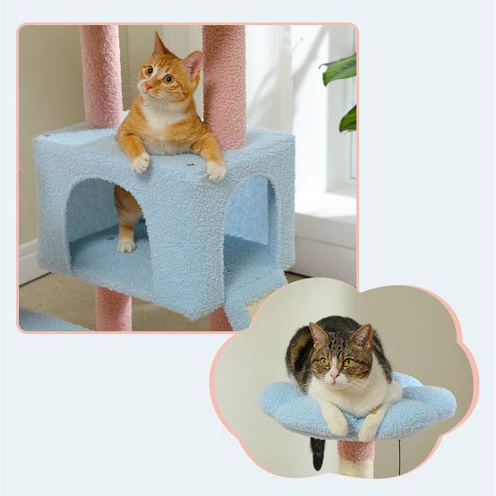 Arbre à Chat Fleur en Sisal 120 cm Bleu PAWZ Road - Image 5