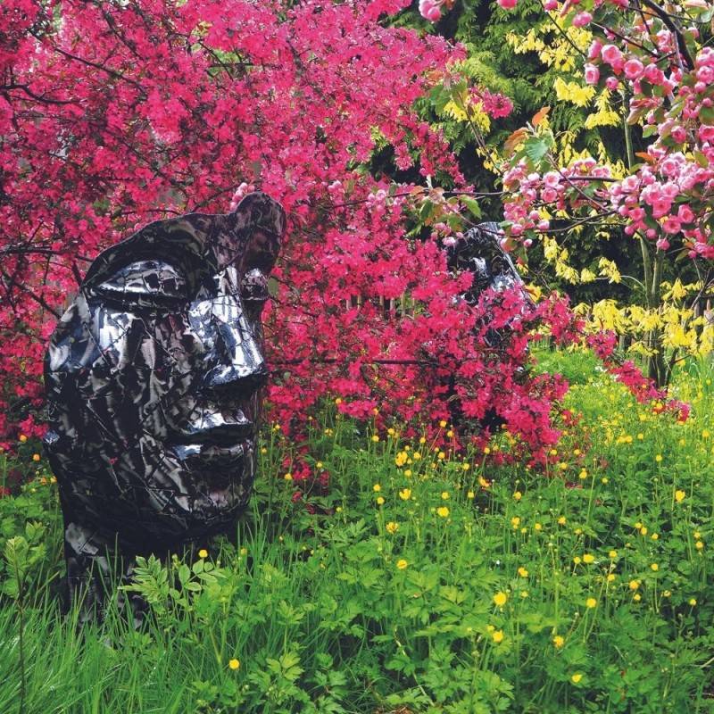 Statue visage métal mosaïque 108 cm - Gris anthracite  - Jardinex - Image 3