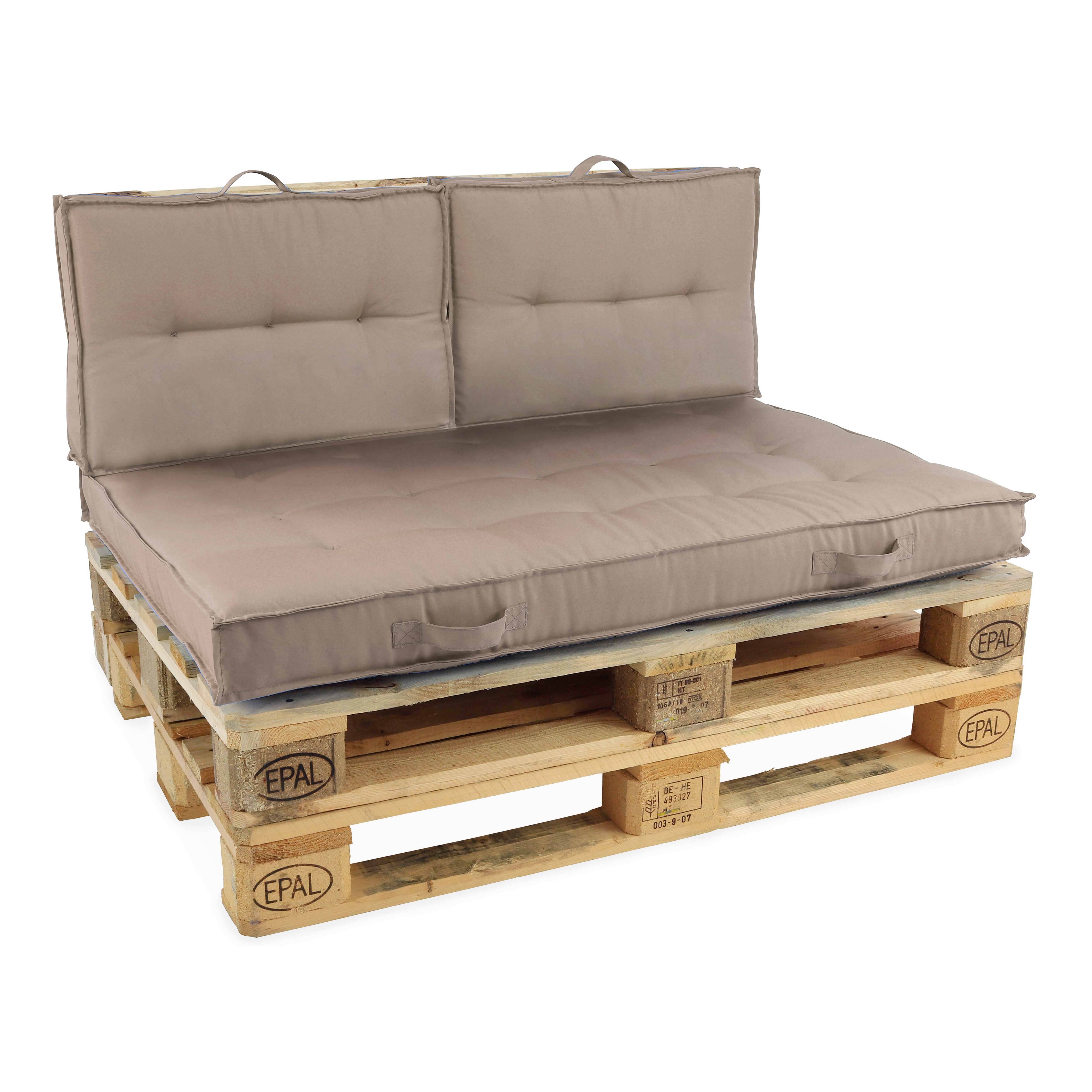 Oviala - Pack salon de jardin palettes et cousinage taupe Cuzco - Oviala - Image 1