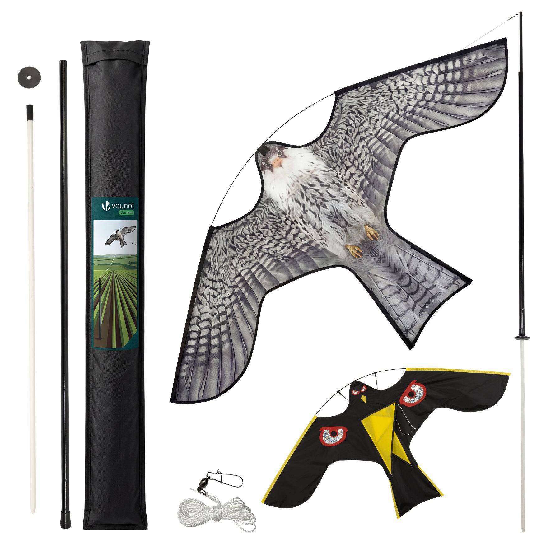 Lot de 2 Cerf volant anti oiseaux effaroucheur avec mat Faucon modele A et G - Image 1