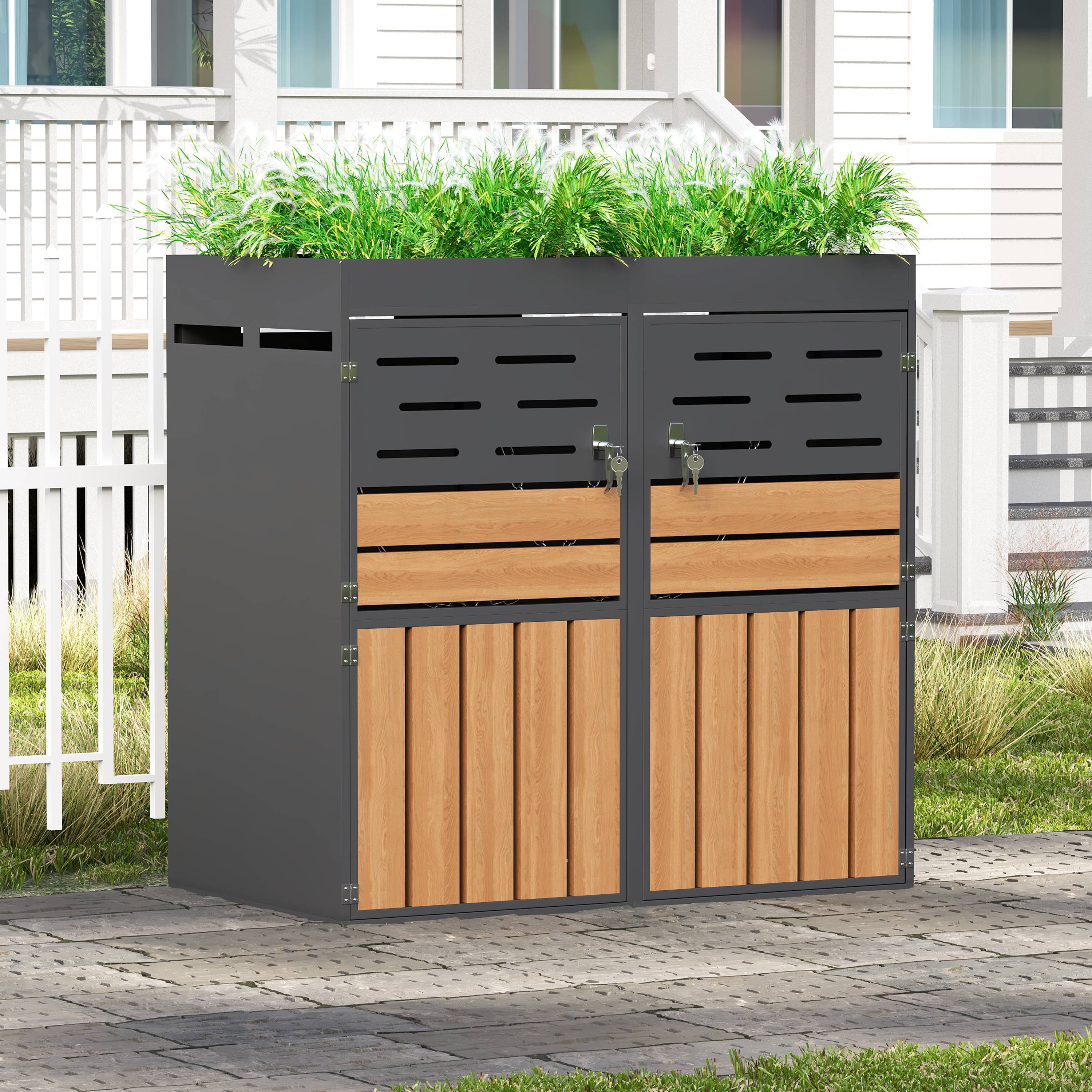 PANGIVO - Abri poubelle acier galvanisé gris 133 x 80 x 128 cm - PANGIVO - Image 10