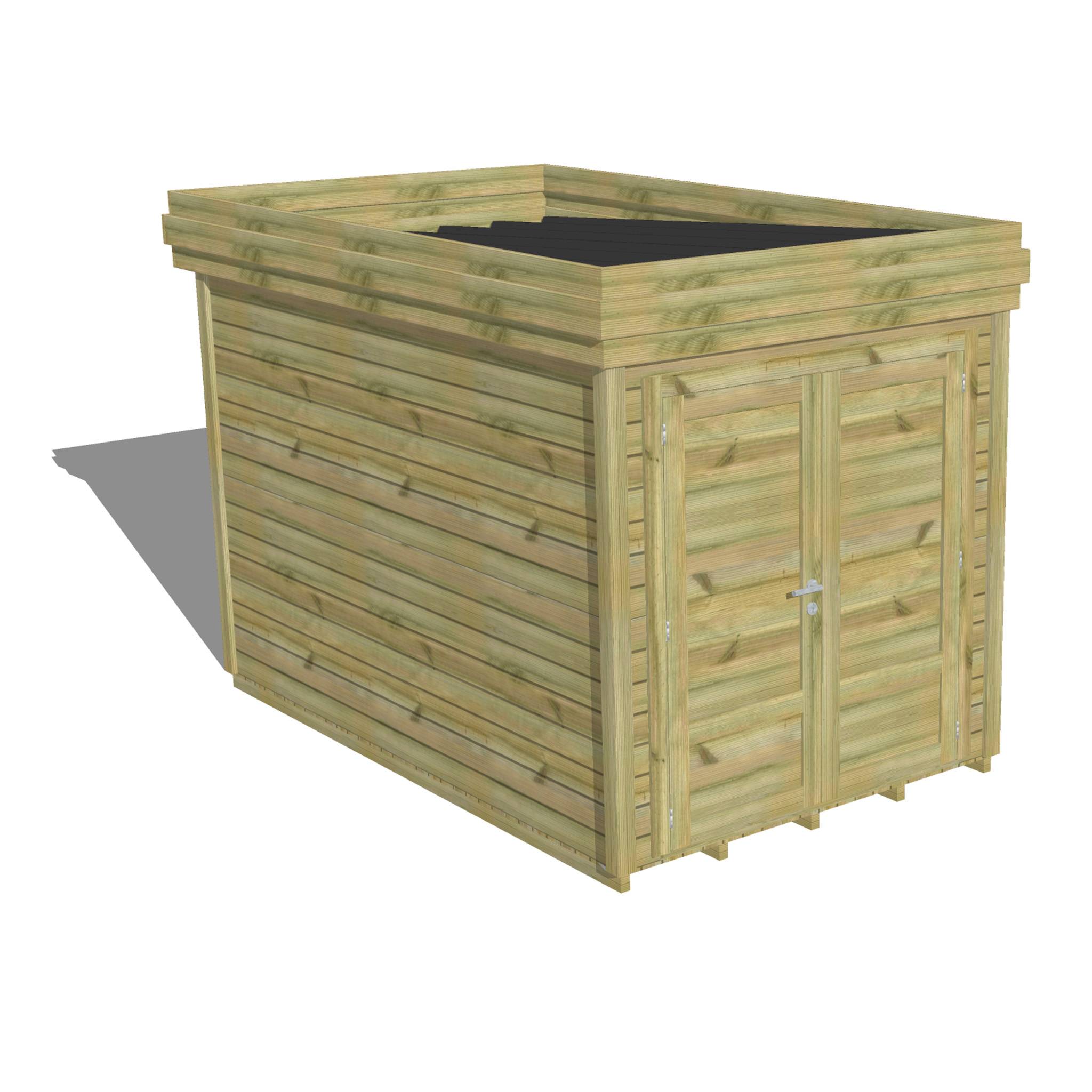 ABRI DE JARDIN bois autoclave 27mm - 2,14x3,44m / 7m2 - Bac acier - Plancher bois - Image 1
