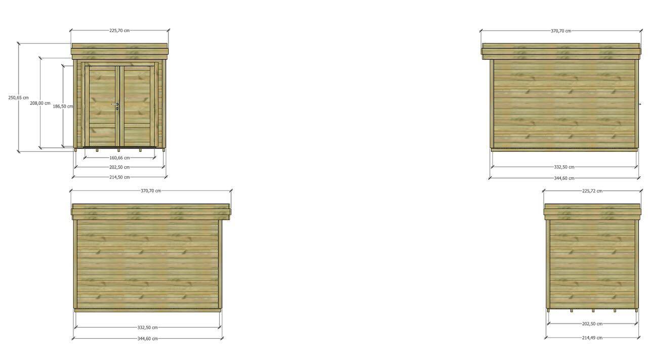 ABRI DE JARDIN bois  autoclave 27mm - 2,14x3,44m / 7m2 - Bac acier - Plancher bois - Image 4