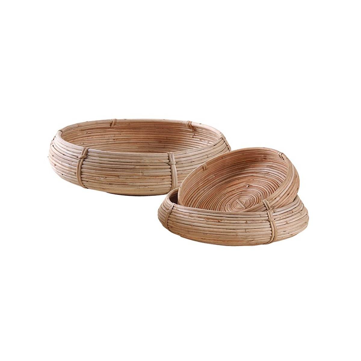 Aubry Gaspard - Corbeille ronde en rotin (Lot de 3)