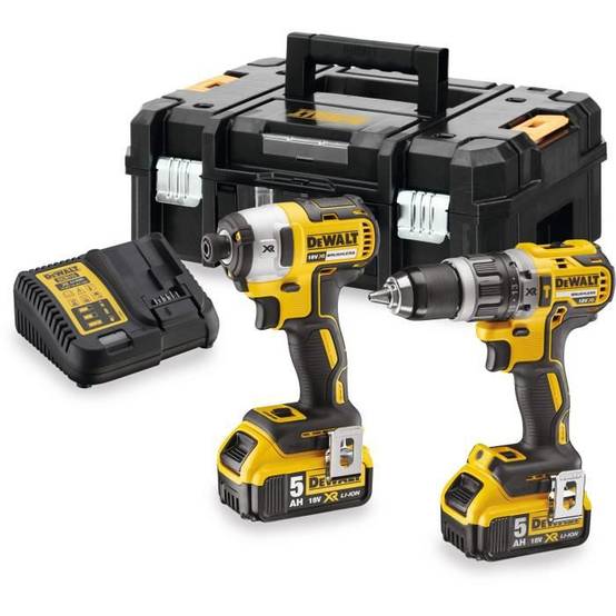 Pack 18V perceuse visseuse à percussion DCD796 + visseuse à chocs DCF887 + 2 batteries 5Ah + chargeur + coffret T-STAK - DEWALT - DCK266P2T-QW - Image 1