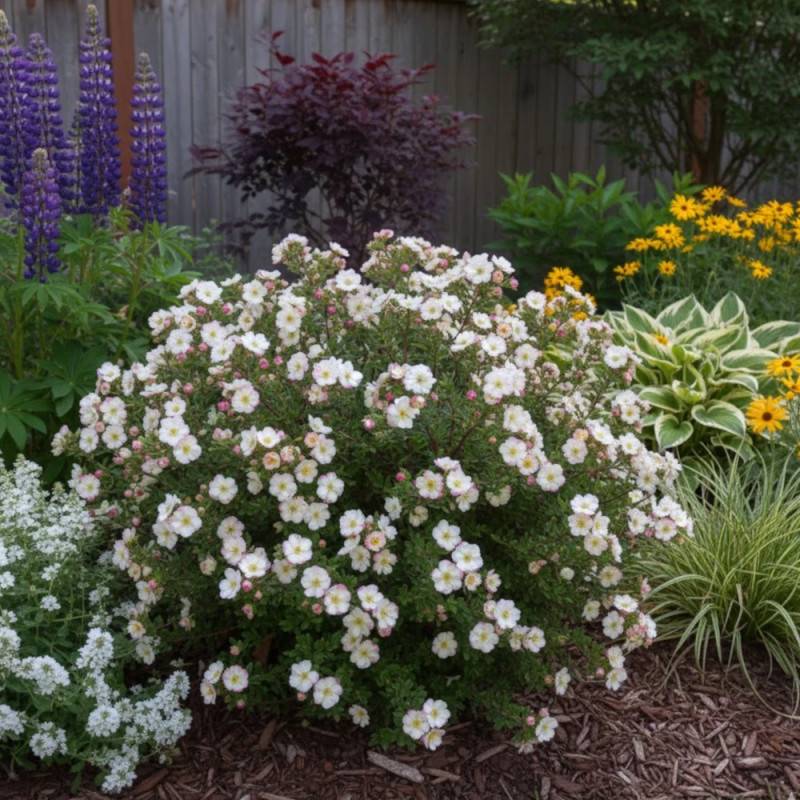 Potentille arbustive Double Punch® Cream 'MINCRERO01', Potentilla à fleurs Rose - feuillage Caduc - Pot de 1,5L - Tuteur bambou 30/60 cm-  hauteur à m - Image 7