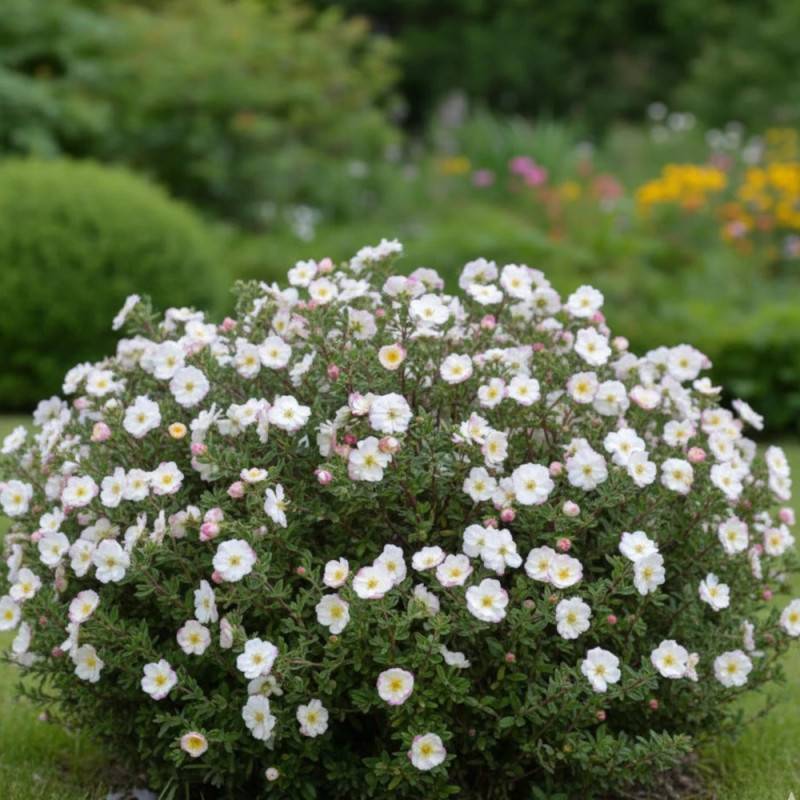 Potentille arbustive Double Punch® Cream 'MINCRERO01', Potentilla à fleurs Rose - feuillage Caduc - Pot de 1,5L - Tuteur bambou 30/60 cm-  hauteur à m - Image 3