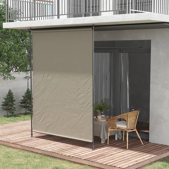 Store Vertical Sans Perçage Aluminium Balcon Rétractable Manivelle 200x305cm Sable - ComfortXL Outdoor Living - Image 1