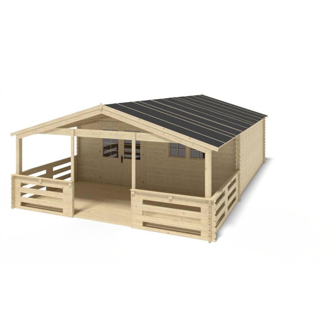 Altanka - Terrasse en bois avec balustrade pour abri en bois - 18m2 - 6m x 3m - couleur: naturel - DOM558 - ALTANKA - Image 4