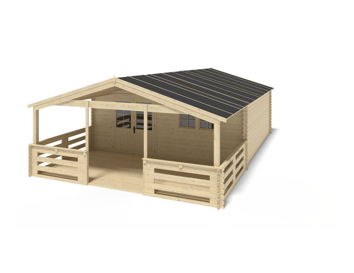 Altanka - Terrasse en bois avec balustrade pour abri en bois - 18m2 - 6m x 3m - couleur: naturel - DOM558 - ALTANKA - Image 4