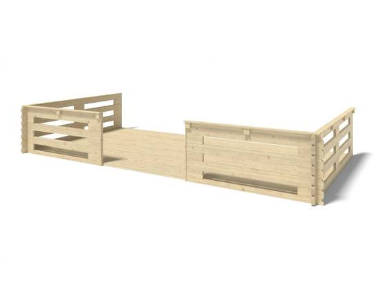 Altanka - Terrasse en bois avec balustrade pour abri en bois - 18m2 - 6m x 3m - couleur: naturel - DOM558 - ALTANKA - Image 1