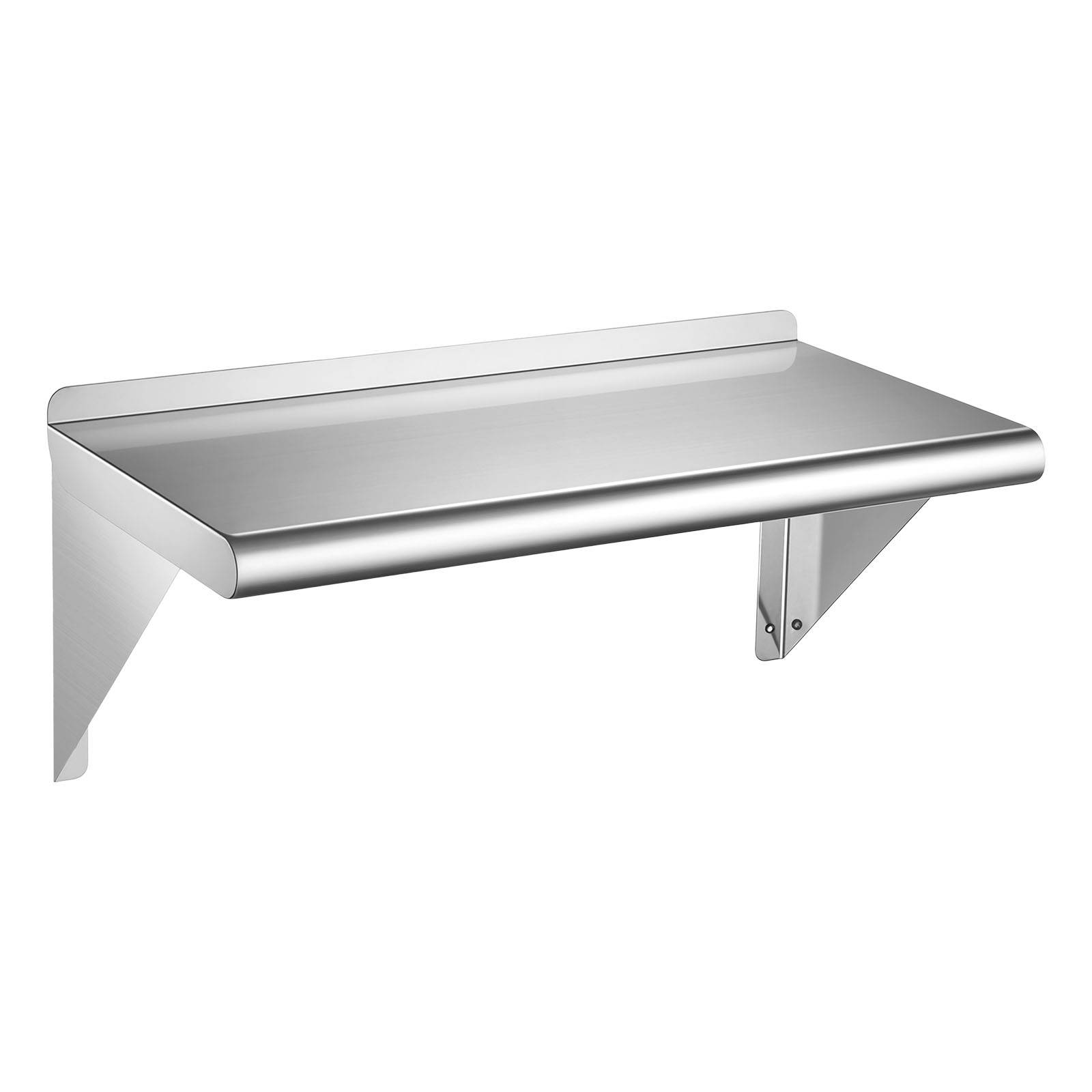 Vevor - VEVOR Étagère murale flottante en acier inoxydable 430, 30,5 x 61 cm, charge maximale de 113 kg, avec équerres renforcées