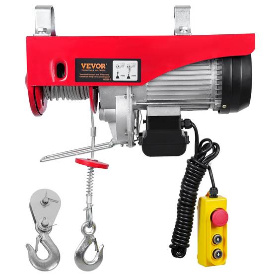 VEVOR Treuil à câble électrique 1000 kg, palan télécommande filaire 4m 1600W, 10 m/min, ht. 12m. - Image 1