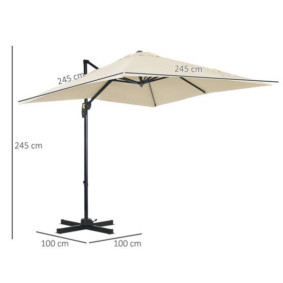 Parasol déporté Métal Crème 245x245x245 cm - Image 5