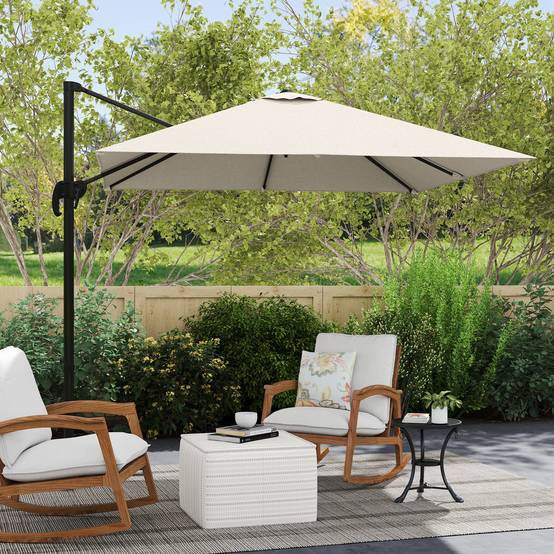 Parasol déporté Métal Crème 245x245x245 cm - Image 4
