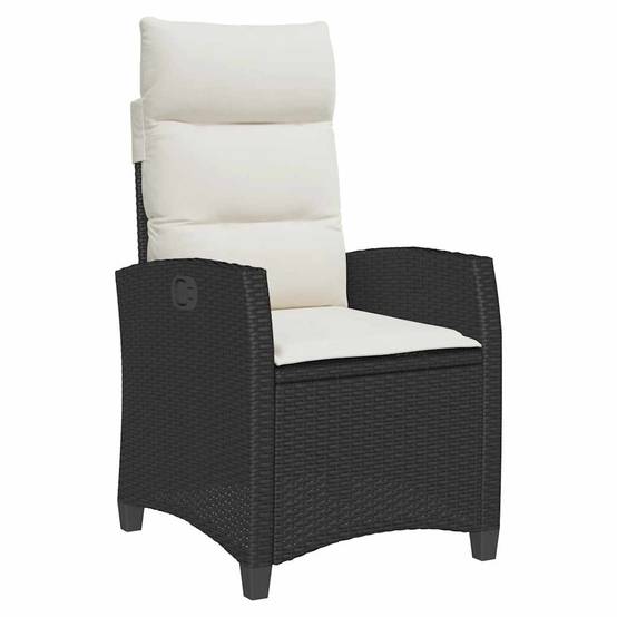 PANGIVO - Chaise de jardin inclinable avec table d'appoint noir polyrotin 65 x 58 x 94 cm, Poids :12.95kg - PANGIVO - Image 2