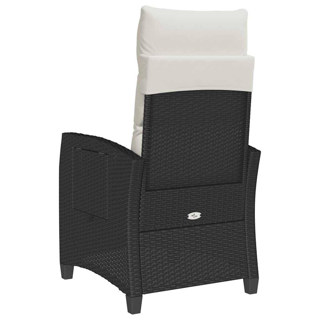 PANGIVO - Chaise de jardin inclinable avec table d'appoint noir polyrotin 65 x 58 x 94 cm, Poids :12.95kg - PANGIVO - Image 7