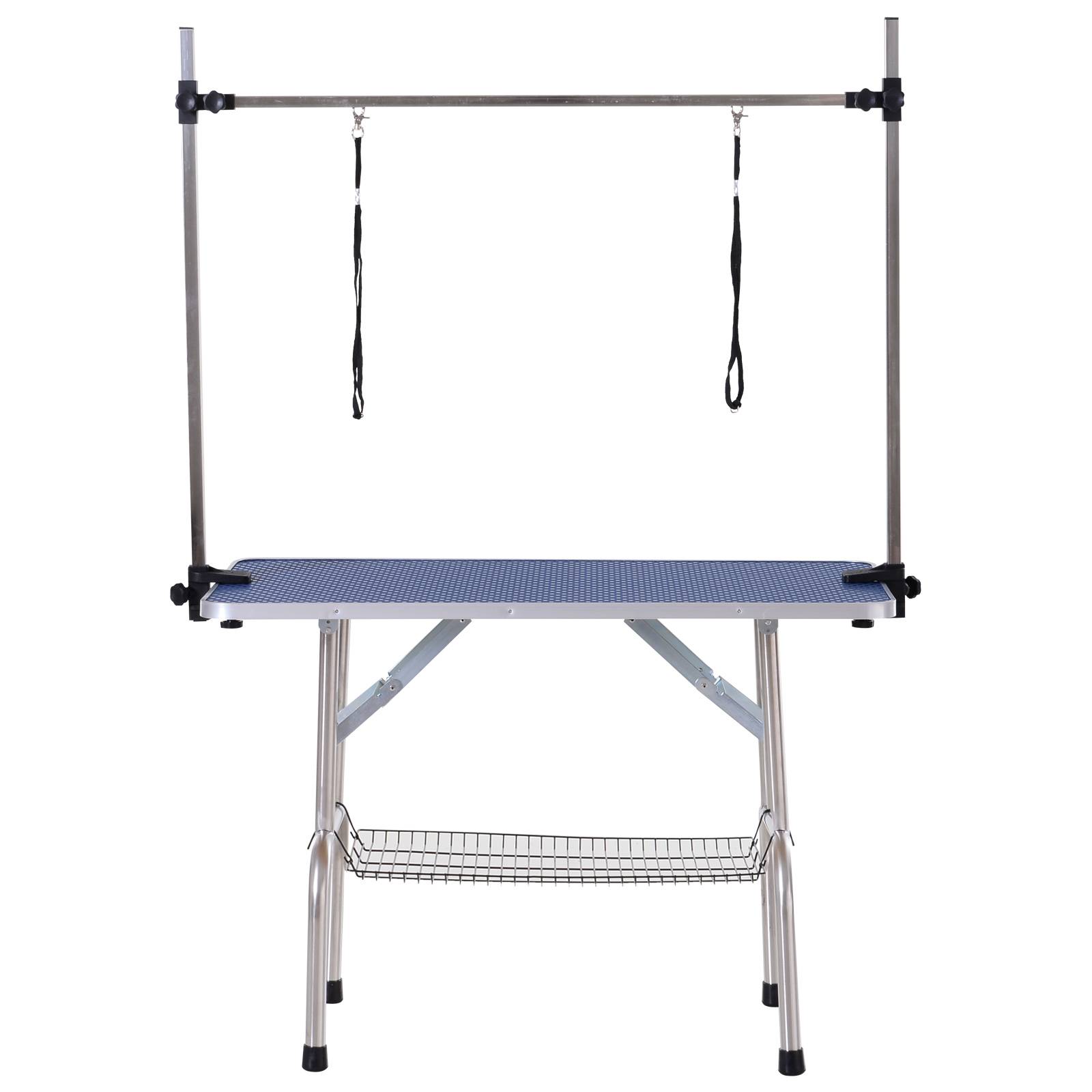Sans Marque - Table de toilettage réglable pliable, panier sous-table, pour chiens/chats jusqu'à 100 kg, Bleu - Image 2